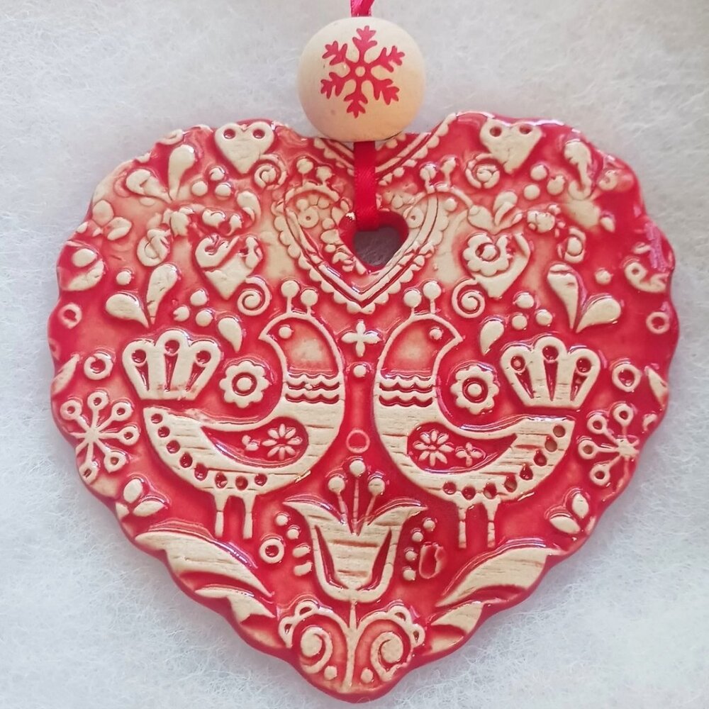 Lovebirds Handmade Ceramic Nordic Heart